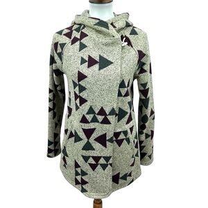 NWT The North Face Crescent Wrap Aztec Fleece Lined Hooded Jacket Toggle Button